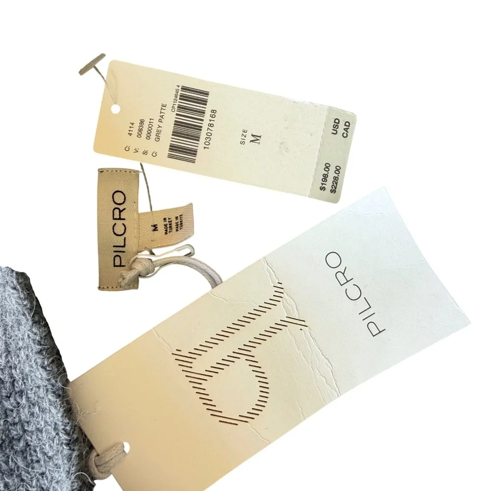 NWT $198 Pilcro Anthropology Wmns M Gray Moto Mixed Media Knit‎ Denim Cardigan